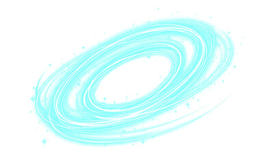 Abstract Swirling Cyan Light Trails Effect Isolated on a transparent background