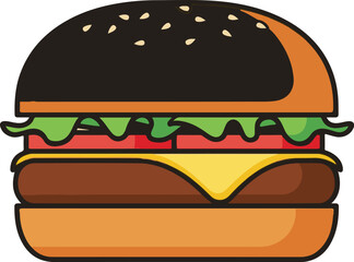 Food Illustration Vector of a Burger Design with Modern Minimalist Style