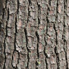 Fototapeta premium Highly Detailed Seamless Oak Bark Texture with Moss Traces - Close-Up of Rough Surface in 1024x1024 Realism