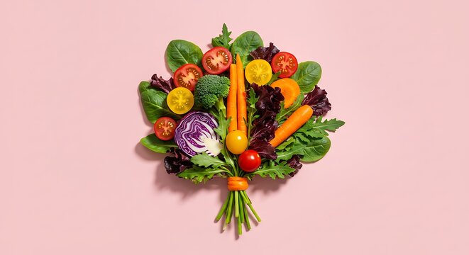 Vibrant Vegetable Bouquet with Tomatoes, Broccoli, Carrots, and Greens