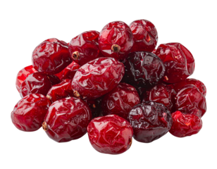 Scattered Dried Cranberries with Grid Alignment, Angled Perspective, Transparent Background PNG