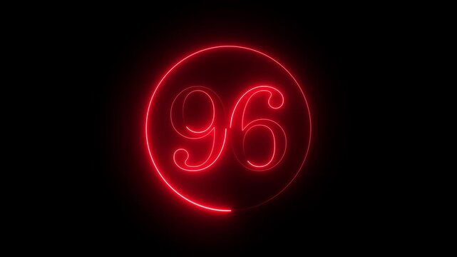 celebrating a 97th anniversary or birthday. digital display showing the number 97 in a glowing blue font. seamless loop of a glowing blue number ninety-seven. animated blue neon number 97 in a circle.