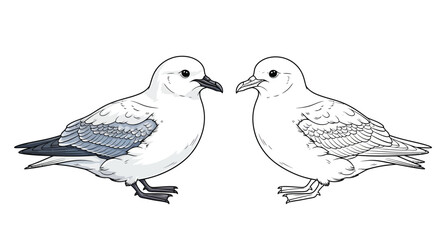 Obraz premium Educational Snow Petrel Bird Side Pose Coloring Page Outline Drawing for Children and Adults