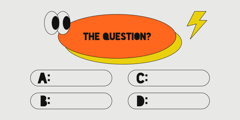 Template question and answers in pop art style vector template for quiz game. Social media concept. Vector illustration