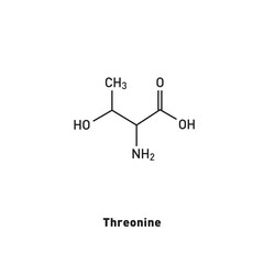 Structural formula of Threonine. Scientific substance. Nonessential amino acid.