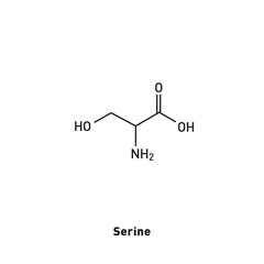 Structural formula of Serine. Scientific substance. Nonessential amino acid.