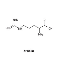 Structural formula of Arginine. Scientific substance. Nonessential amino acid.