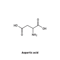 Structural formula of Aspartic acid. Scientific substance. Nonessential amino acid.