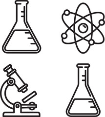 Chemical laboratory glassware with colorful liquids and equipment