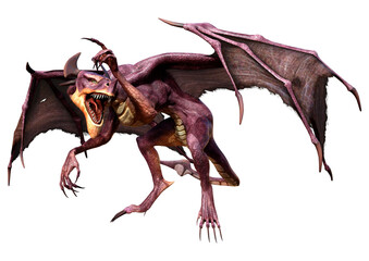 3D Rendering Fairy Tale Dragon on White