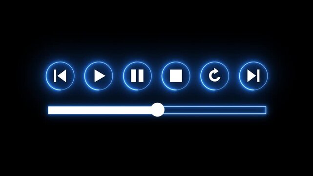music play bar or music loading bar icon animation. play pause icon. social media timeline bar on black screen, music scroll bar animation. animation music audio player. timeline player loading line.