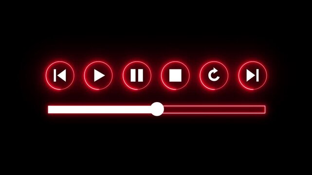 music play bar or music loading bar icon animation. play pause icon. social media timeline bar on black screen, music scroll bar animation. animation music audio player. timeline player loading line.