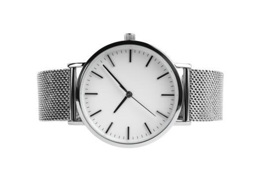 Wristwatch isolated on transparent background, closeup