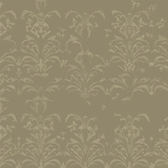 Decorative damask pattern in shades of brown creating an elegant wallpaper texture, seamless pattern, royalty stock.