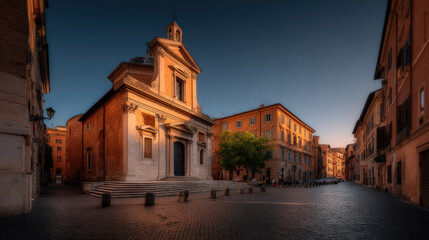 Fototapeta premium stunning architecture of rome illuminated by soft morning light creates enchanting atmosphere