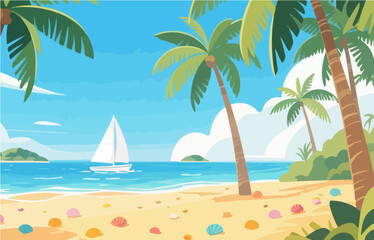 Graphic illustration style, landscape image, vector image	