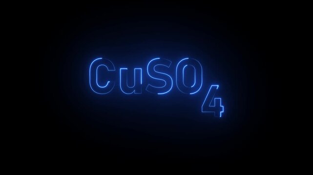 Copper sulfate Cu S O4 chemical formula neon glow CuSO4