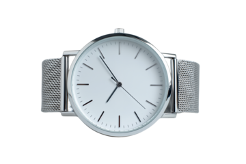 Silver wristwatch isolated on transparent background