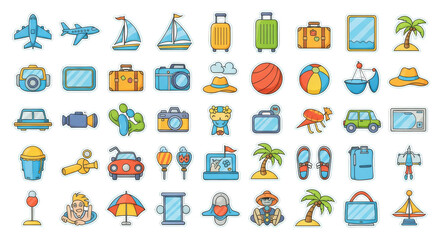 Summer vacation fun Cartoon stickers galore