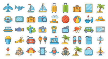 Summer vacation fun Cartoon stickers galore