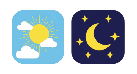Sunny day  starry night icons