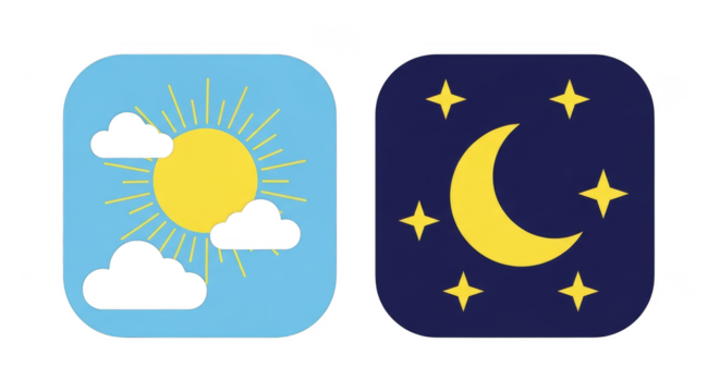Sunny day starry night icons