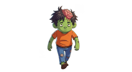 Undead youngster saunters braaaains exposed