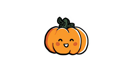 Obraz premium Cute Smiling Kawaii Pumpkin Sticker Illustration on Black Background