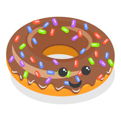 3D Isometric Flat  Set of Cute Kawaii Foods. Item 7