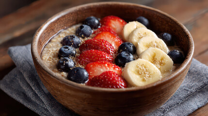Healthy Oatmeal Bowl with Fresh Fruits and Nuts Nutritious Morning Breakfast Food