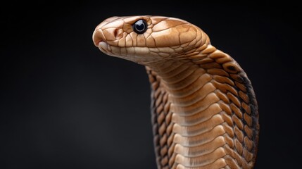 Fototapeta premium Close-Up View of a Majestic Snake Displaying Intricate Scales and Unique Head with Bold Features Against a Dark Background