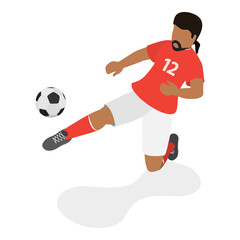 3D Isometric Flat  Set of Soccer Players. Item 3