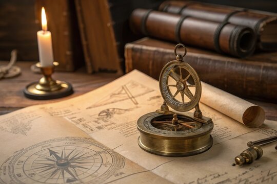 Vintage brass compass