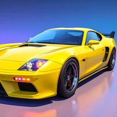 Obraz premium Yellow sports car, futuristic design