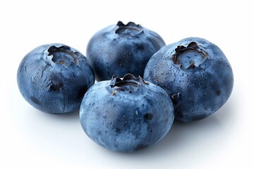 Close-up of fresh blueberries on white background. Neural network AI generated