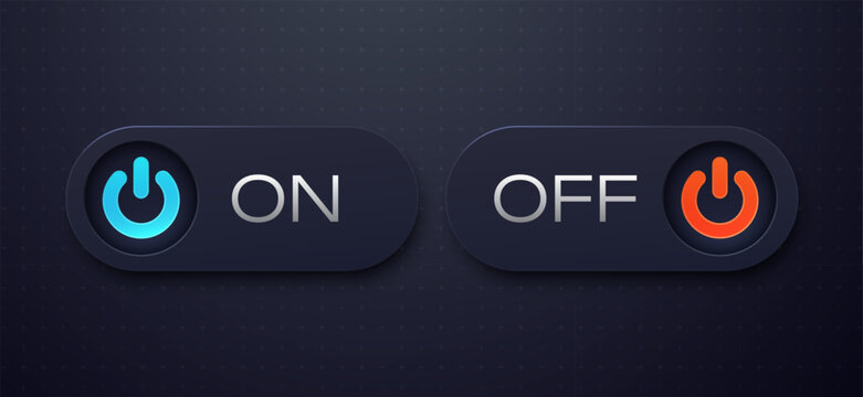 A neomorphic on off power button switch