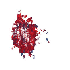 Abstract Geometric Cubes Formation In Red And Blue Colors On Black Background