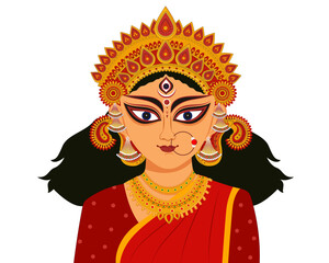 maa druga in Happy Durga Puja subh navratri vector illustration