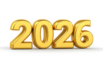 Shiny golden 3d numbers 2026 year celebration festive metallic new beginnings