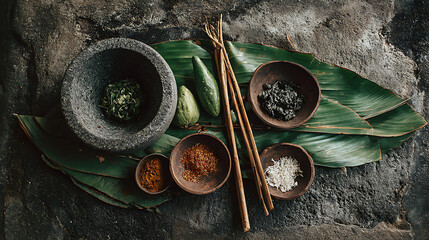 Botanical blends salt herbs essencial oils for naturopathy
