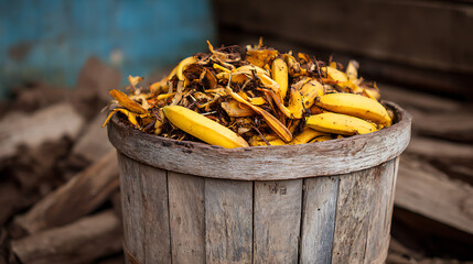 Compost bin filled with organic waste
