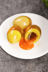 Peeled Soft Boiled Eggs with Runny Yolks on White Plate - Fresh Breakfast Protein Food