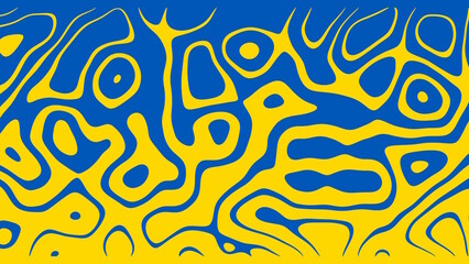 Effet lame acier damas damass&eacute; &agrave; partir des couleurs du drapeau ukrainien pour une illustration, fond de plan, pr&eacute;sentation originale aux couleurs officielles