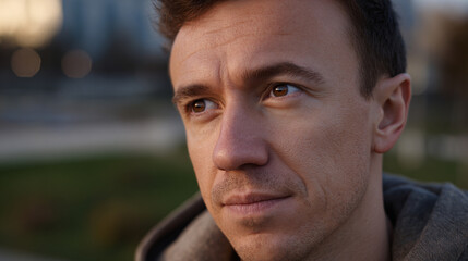 Obraz premium Close up of man outdoors.