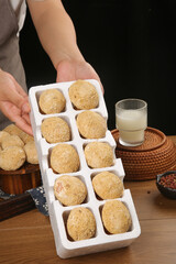 Fresh Golden Free Range Eggs in White Tray - Farm to Table Kitchen Scene