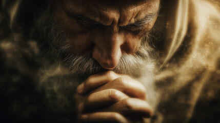 Portrait of Biblical Old Man. Patriarch Abraham, Jacob or Paul Praying
