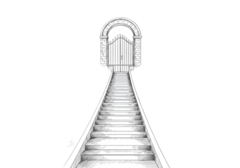 Illustration of an Archway And Stairs Leading to a Door on Transparent Background