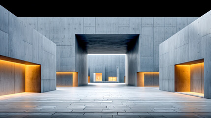 Brutalistische Architektur mit geometrischen Formen, Betonflächen und klaren Linien. Moderne Gebäude, Licht und Schatten, architektonische Details und urbanes Design. Perfekt für Kunst und Editorials.