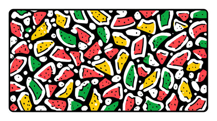 Kawaii Sticker Illustration Featuring Cheerful Watermelon and Melon Fruit Slices