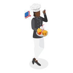 3D Isometric Flat Vector Set of Male And Female Chefs, Showcasing Unique Culinary Heritage From Around The World. Item 4